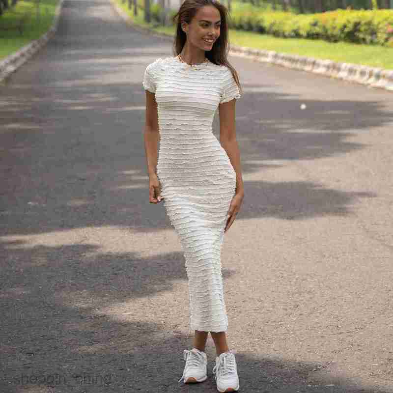 Basic Casual Dresses Women's New Solid Color Fashion Hundred pleats Slim Fit Pullover Short Sleeves Temperament Louver pleated Dress for Women