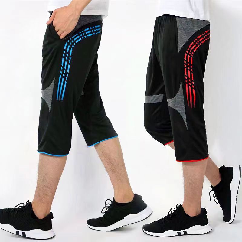 3/4 New Sporting Pants Men Elastic Breathable Football Running Training 3/4 Pants Gyms Jogging Pants Quick-drying Men Pants