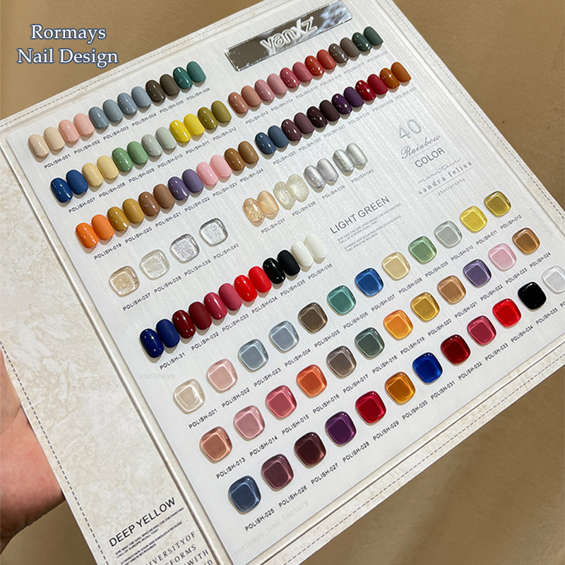 Rormays Popular Phototherapy gel Polishing 40PCS Hybrid gel UV LED Semi permanent Varnish Shining Summer Immersion Nail Salon 15ML Wholesale Factory