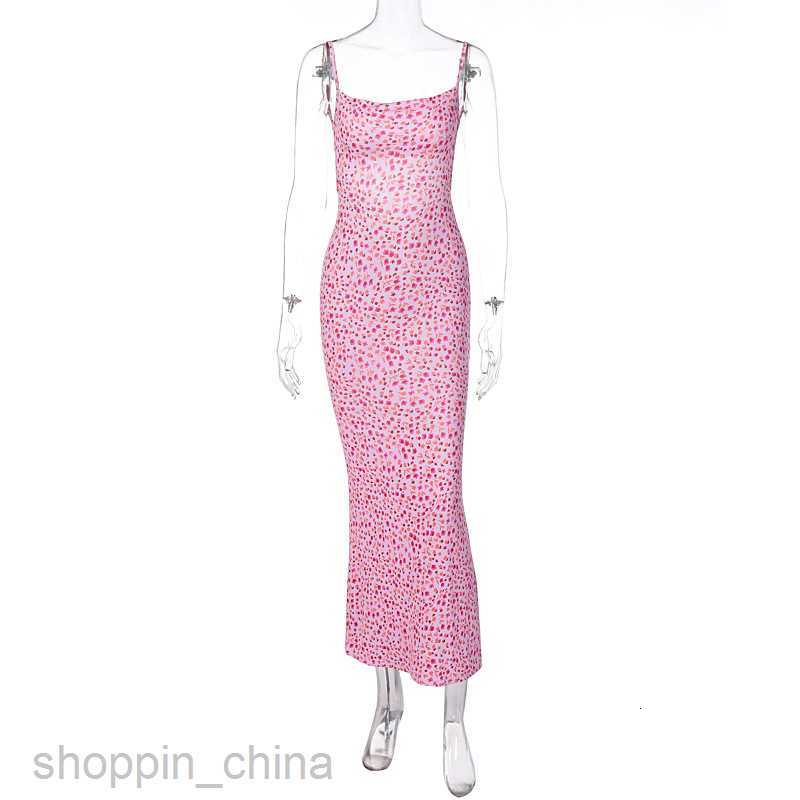 Basic Casual Women Dresses Spring Women's Fashion New Sexy Slim Open Back Strap Fragmented Flower Dress for Women