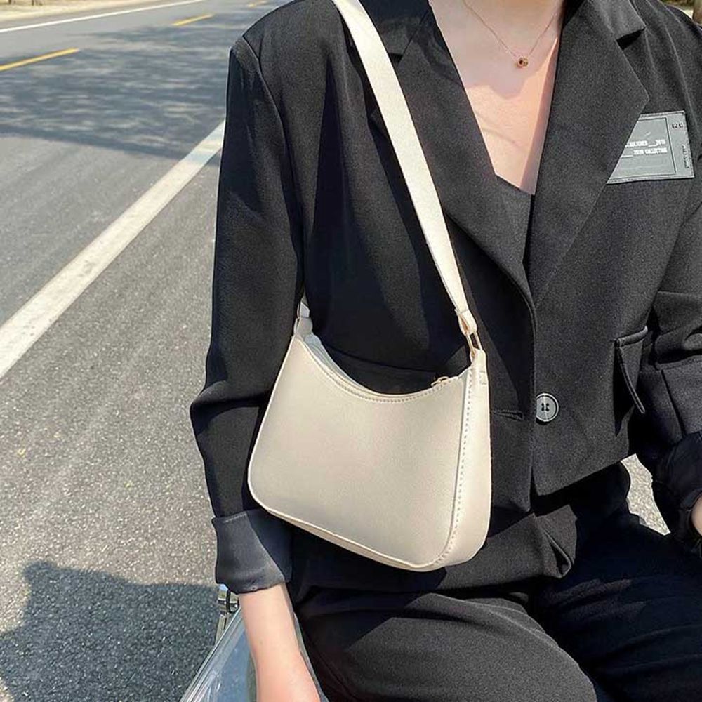 Women's Handbags Fashion Retro Solid Color PU Leather Shoulder Underarm Bag Casual Coin Purse