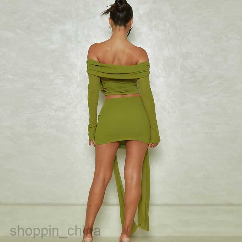 Basic Casual Dresses women's sexy layered one line collar long sleeved short patchwork ribbon pleated short skirt set