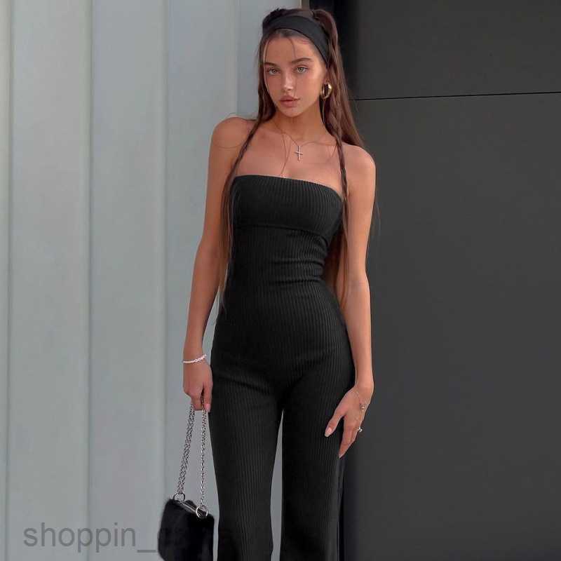 Women's Jumpsuits Rompers Women's Fashion Spring/Summer New Fashionable and Elegant Slim Fit Solid Color Bra jumpsuit