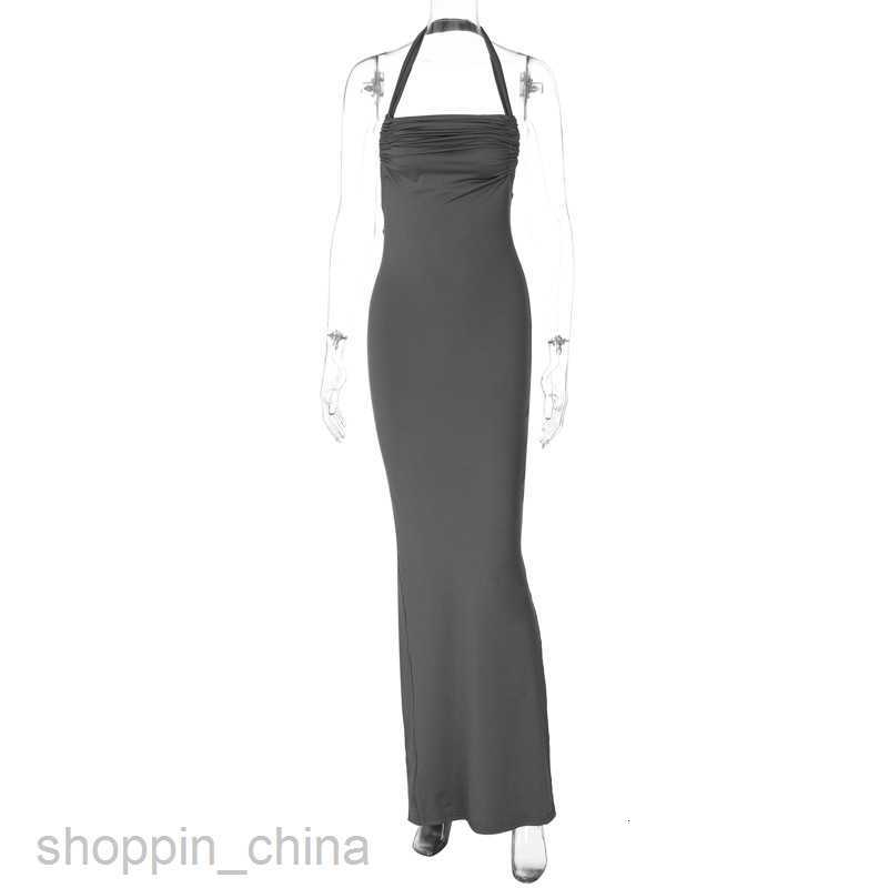 Basic Casual Women Dresses new sexy backless style slim fit fish skirt bottom hanging neck drawstring dress for woman