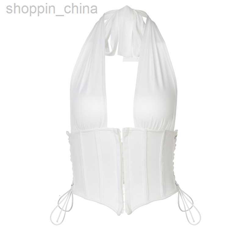 Women's Tanks Camis 2024 Spring Women Solid Color Neck Hanging Open Back Hook Small Tank vest tees tops