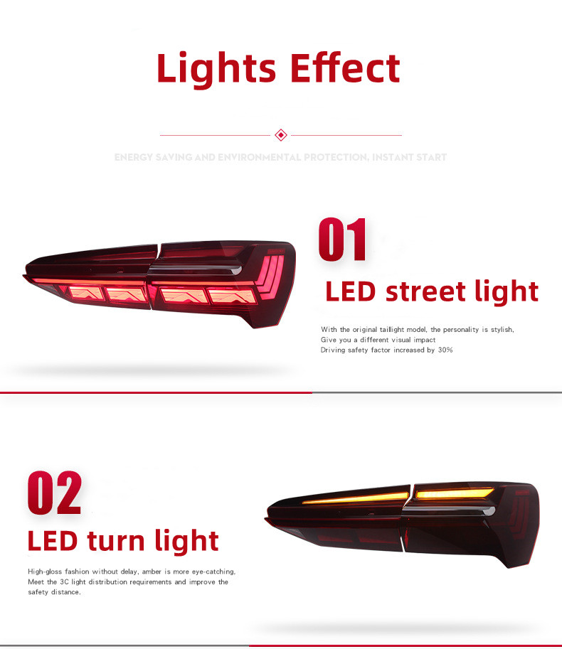 5pcs/set Taillight Assembly for AUDI A6L C8 2019-2024 Modified Horch Version Dynamic Through-type Driving Flow Turning Taillight