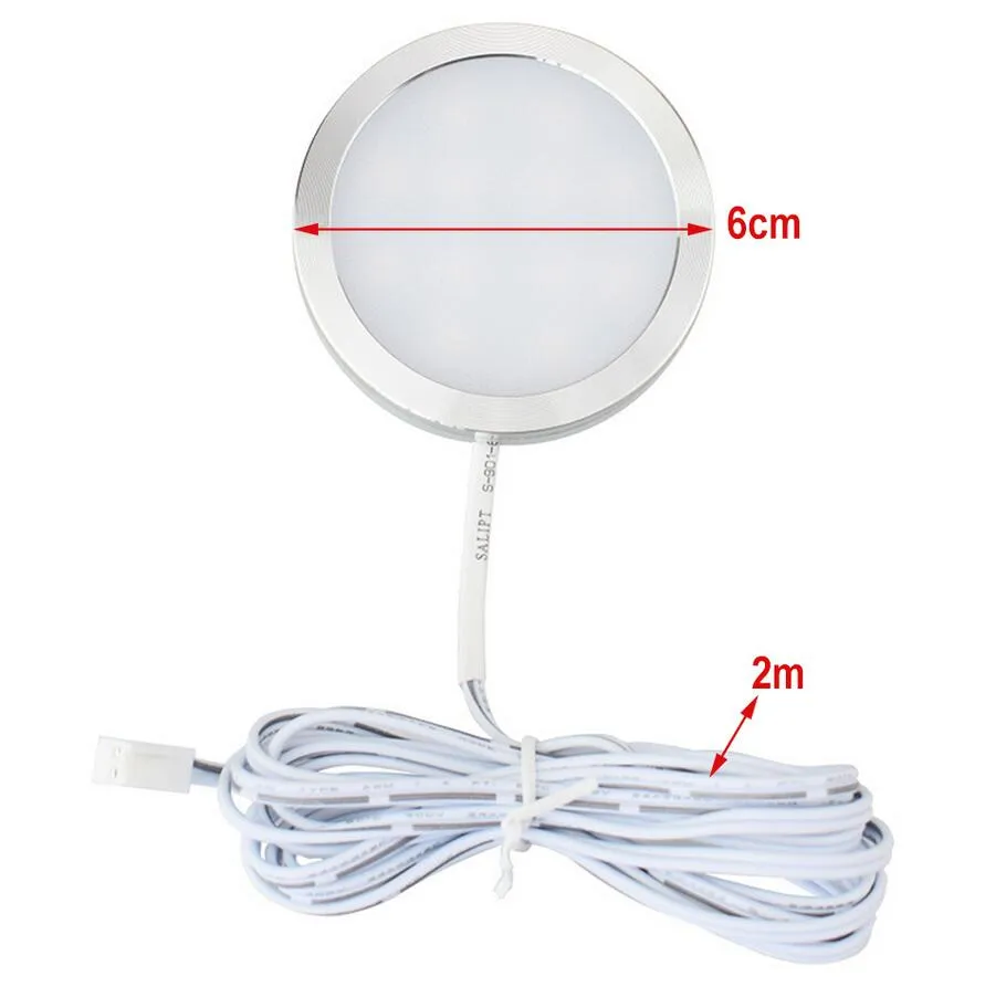 Under Cabinet Lamp 2W DC12V Aluminum LED PUCK LIGHT for Bedroom Closet Showcase Wardrobe Cupboard Bookcase Nightlights LL