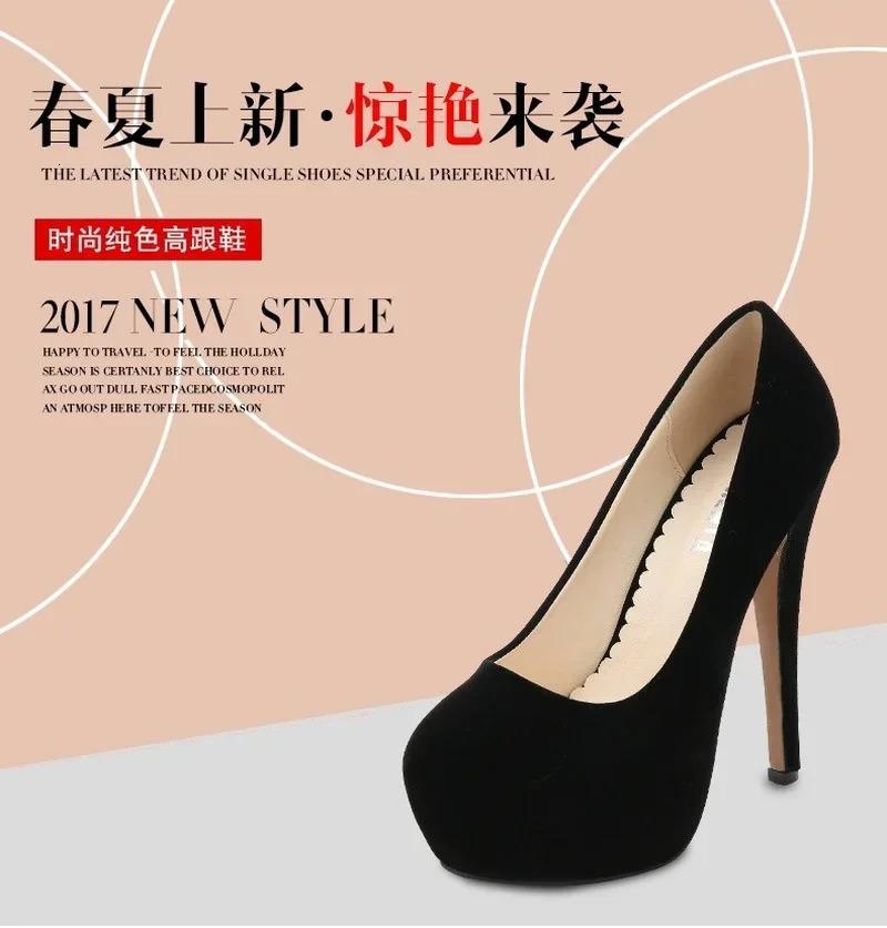 Women Pumps Fashion Flock Womens Sandals 14cm Platform Wedding Pumps Casual Thin Heels Womens Shoes 240612