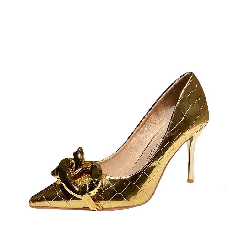 Gold Heels African Party Shoe and Bag Set Sandals Ladies Sexy Pump Slip On Pointed Wedge Lace-Up Golden Fine Latest Burgun 240613