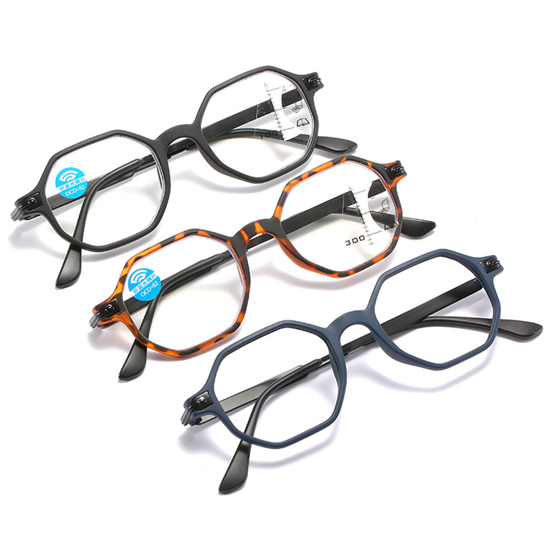 iboode Progressive Multifocus Computer Reading Glasses Blue Light Blocking Spring Hinge Multifocal Reader Eyeglass For Women Men