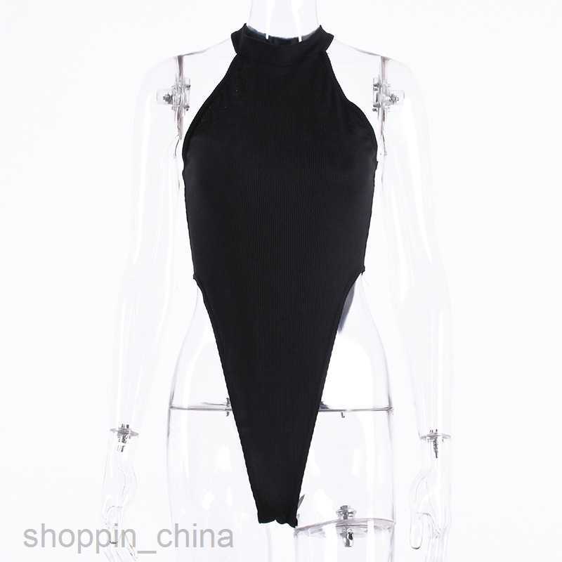 Women Jumpsuits Rompers Summer Women's New Sexy Shoulder Digging Slim Fit High Neck Laydown Fluorescent Multicolor jumpsuit for Woman