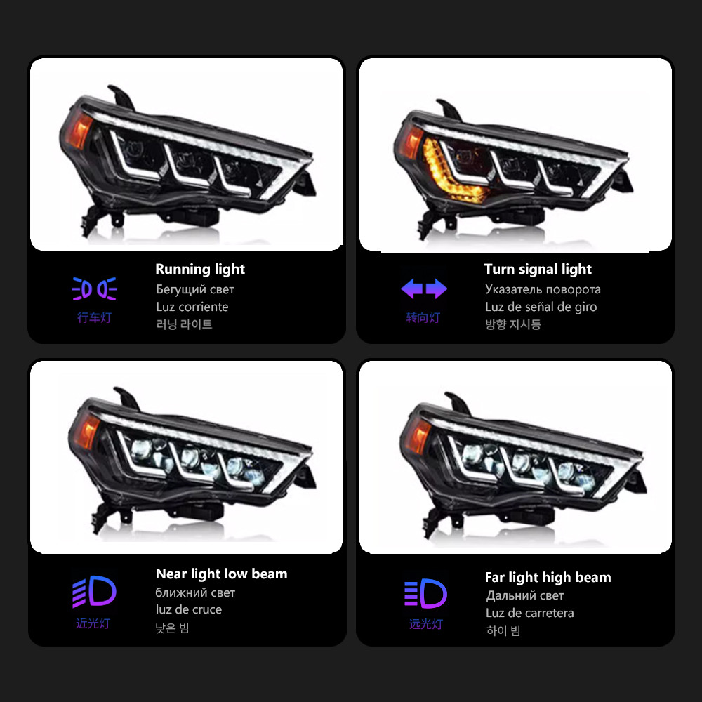 Headlight for Toyota 4Runner LED Headlight 20 13-20 22 DRL Light Assembly LED Angel Eye Daytime Running Light