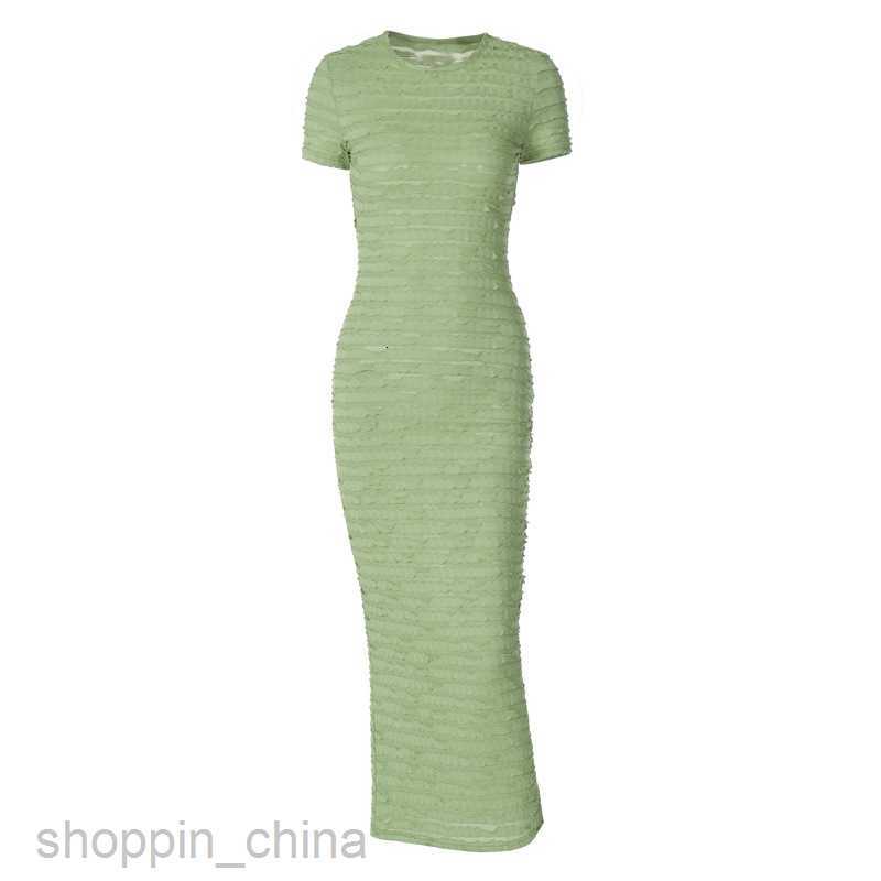 Basic Casual Dresses Women's New Solid Color Fashion Hundred pleats Slim Fit Pullover Short Sleeves Temperament Louver pleated Dress for Women