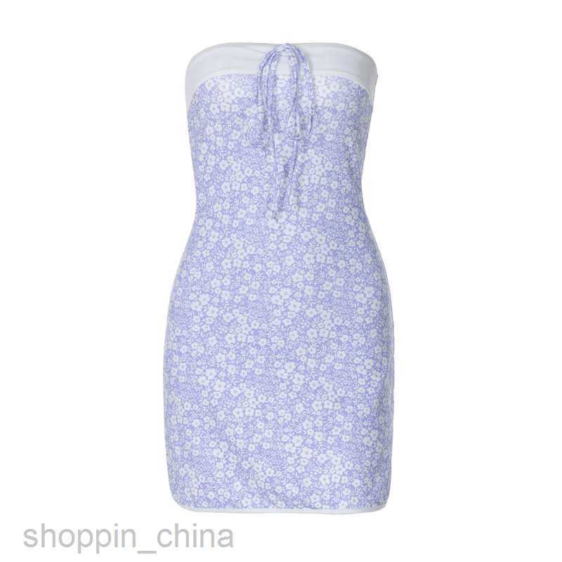 Basic Casual Dresses Women's clothing summer fashion lapel patchwork lace up chest wrap buttocks sweet floral dress