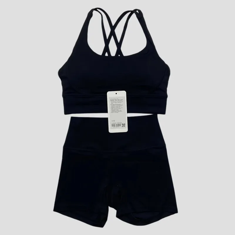 Women Two Pieces Yoga Set Backcross Sport Bra Fiess Tank Top High Waisted Workout Tights Biker Gym Shorts Tracksuits Activewear
