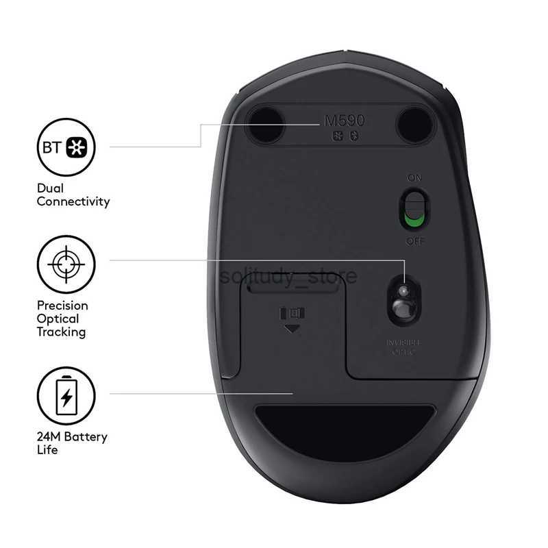 Mice Top M590 Wireless Mute Bluetooth Mouse 2.4GHz Unifying Dual Mode 1000 DPI Multi-Device Optical Silent Mouse Office PC Mice Q240613