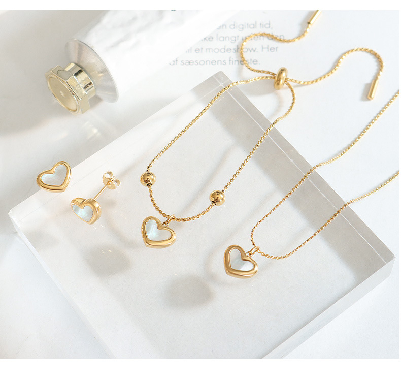 Shell Love Heart 18k Gold Necklace Stud Earrings Bracelets Pandants Designer Jewelry Set Gold Chain Bracelets for Woman Girls Gift Fine Jewelry