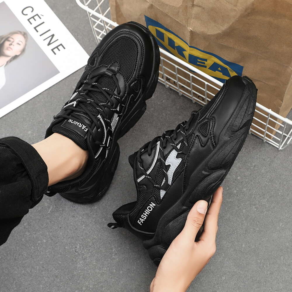 Hot Selling Men's Sneakers New Mesh Breathing Design with Increased Height Casual Chunky Sports Shoes