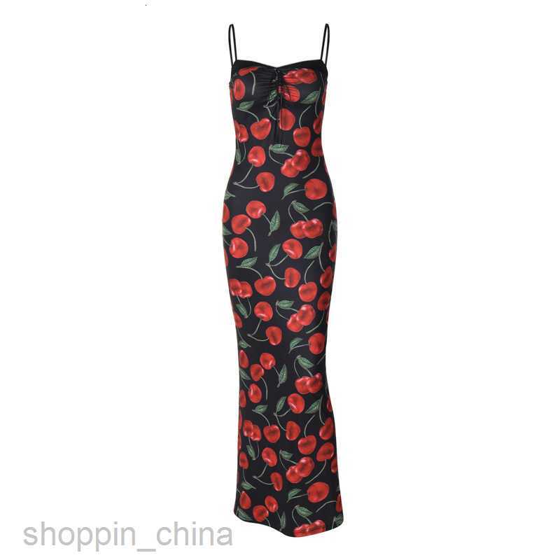 Basic Casual Dresses style fresh and sweet fashion flower print versatile slim fit camisole dress for women