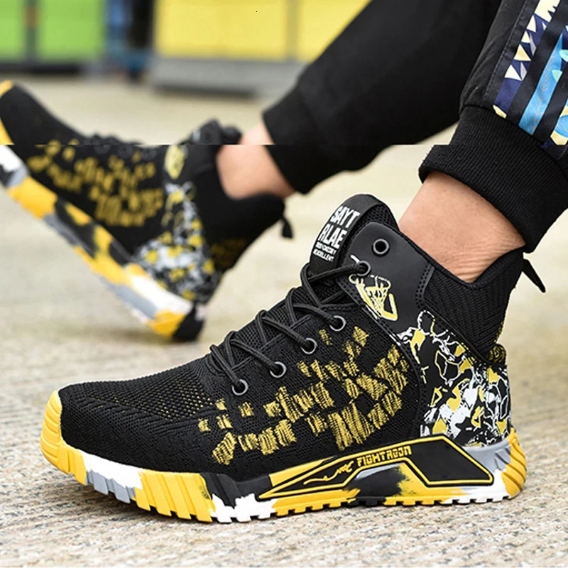 High Top Safety Shoes For Mens Work Safety Boots Anti Impact And Anti Puncture Work Sports Shoes Not Wasily Damaged Work Boots 240612