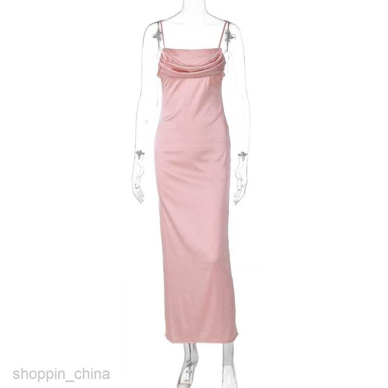 Basic Casual Women Dresses Summer Women's Wear New Solid Color Satin Sexy Open Back Suspended Dress