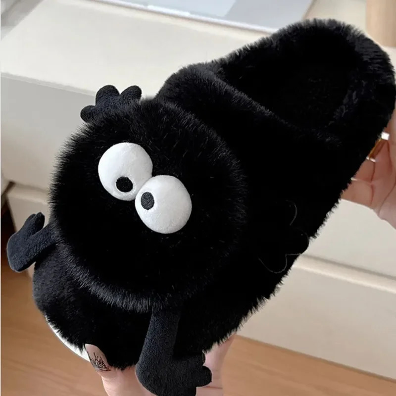 Funny Slippers Women Plush Shoes Soft Bottom Home Cotton Shoes Woman Flip Flops Cute Cartoon Girls Furry Slippers 240612