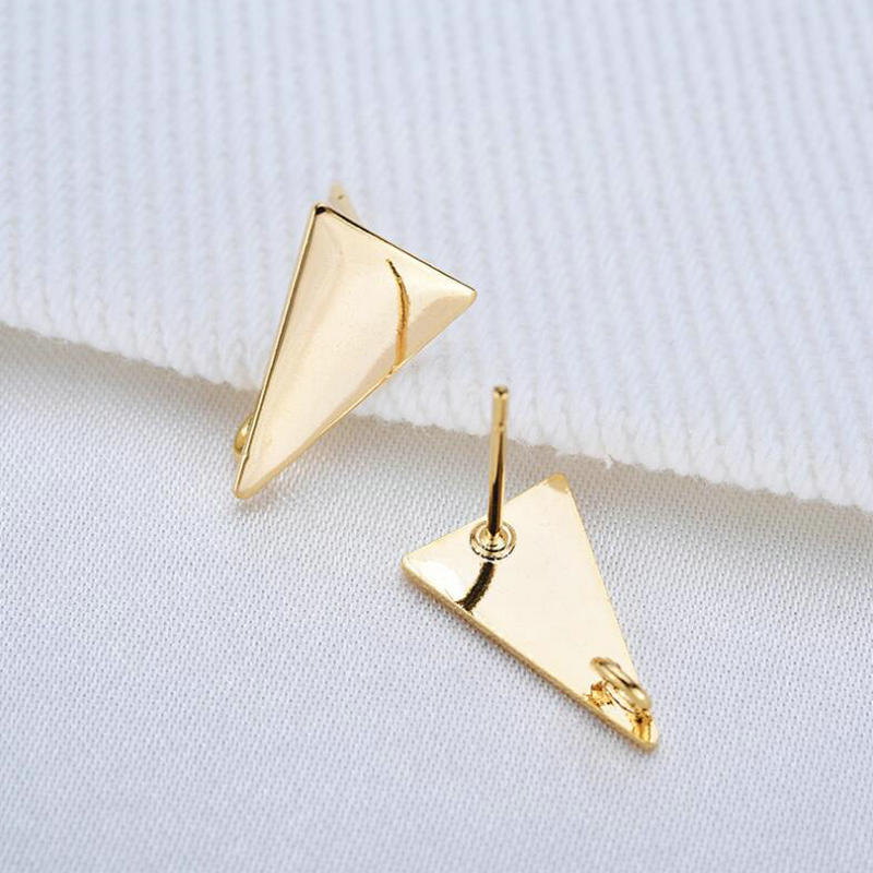 11.5*8 MM 14K Gold Plated Brass Triangle Stud Earrings High Quality DIY For Jewelry Making Finding Earrings Accessories