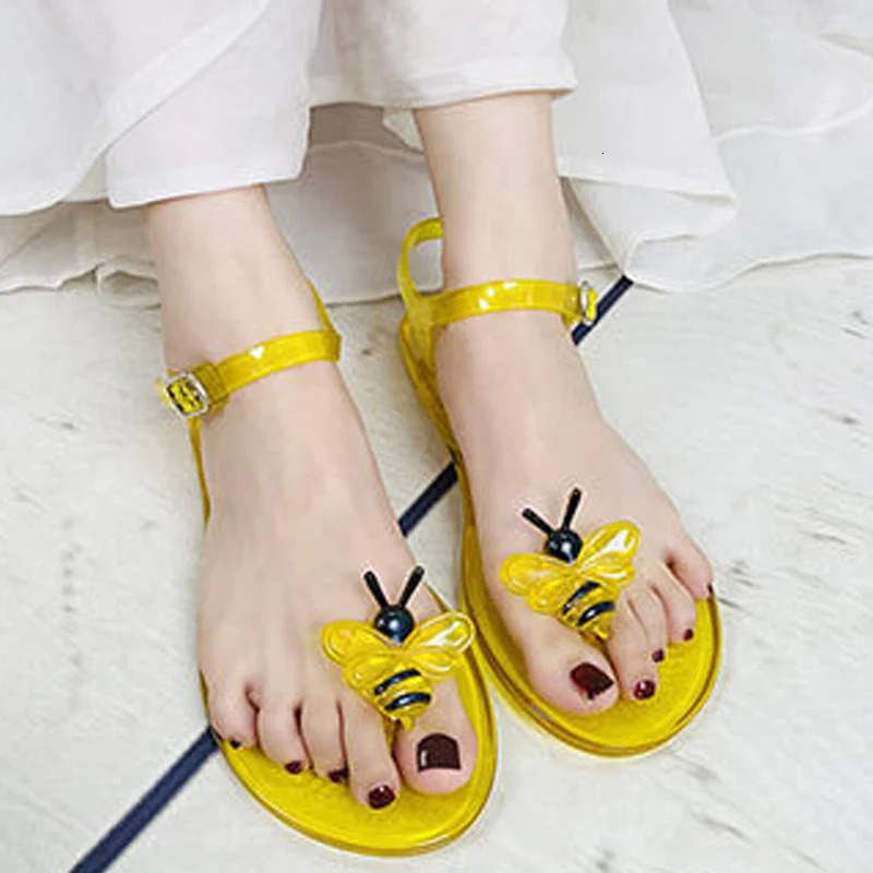Women Fruit Jelly Sandals PVC Flat Flip-flop Sandal Ladies Summer Outdoor Fashion Non-slip Buckle Strap Beach Shoes Slides 240612