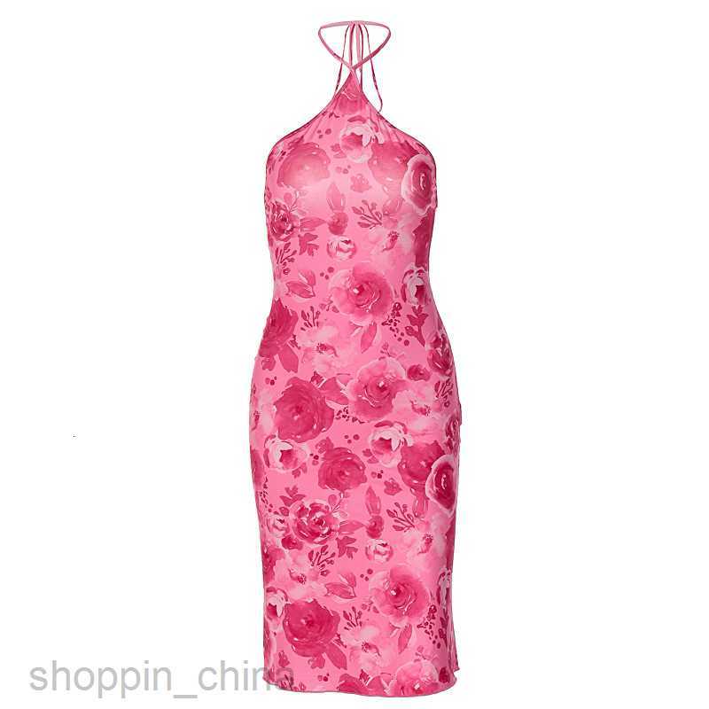 Basic Casual Women Dresses Feng Spring Explosive New Women's Wear Hanging Neck Wrapping Chest Fashion Printed Dress for Women