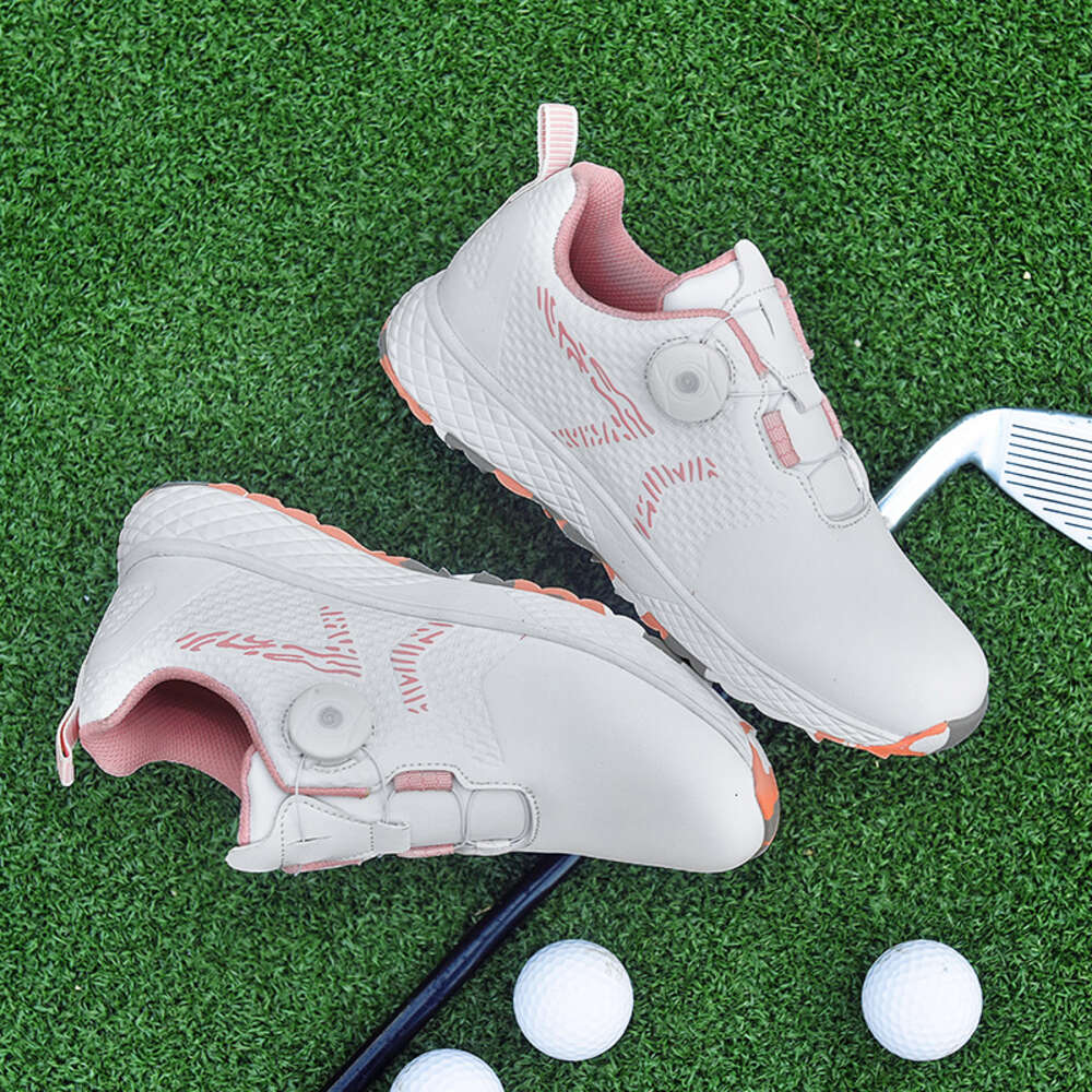 Customized Men's Athletic Walking Style Waterproof PU Leather Spike Sport Golf Shoes New Rotary Button Outdoor Training