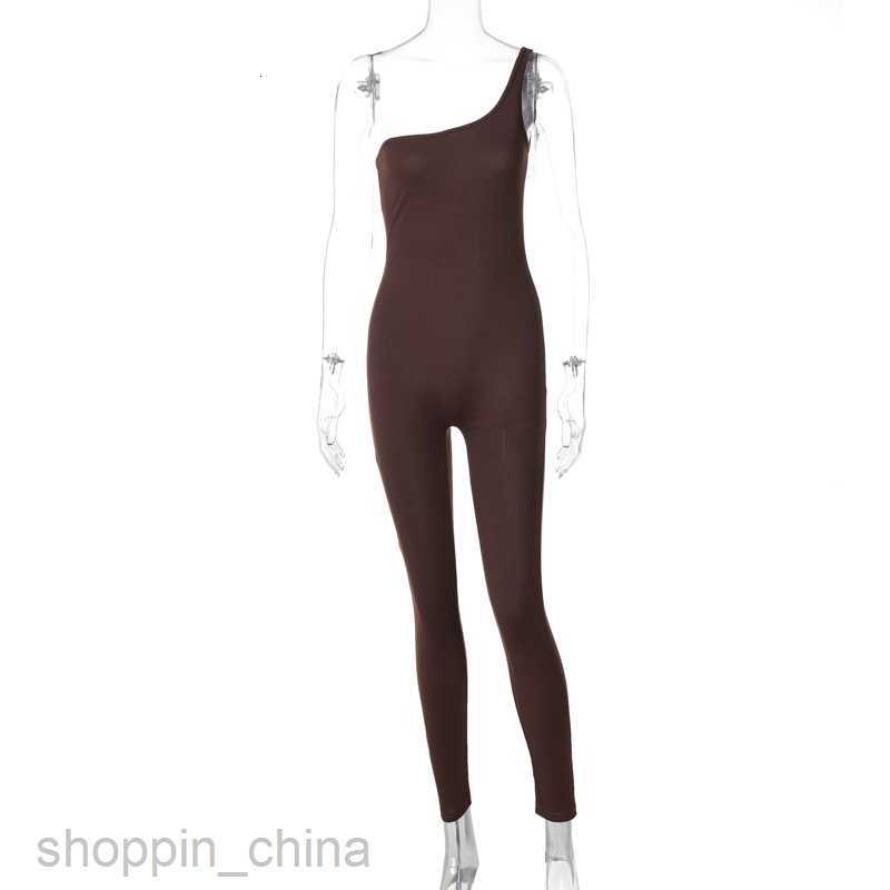 Women's Jumpsuits Rompers Spring Women's Wear New Solid Color One Shoulder Slim Fit Hip Lifting Sports Fitness jumpsuit for Women