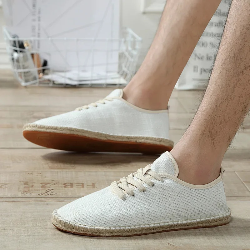 Summer Linen Breathable Casual Flats Shoes Men Espadrilles Loafers Fashion Women Canvas Shoes Casual Fisherman Driving Footwear 240612