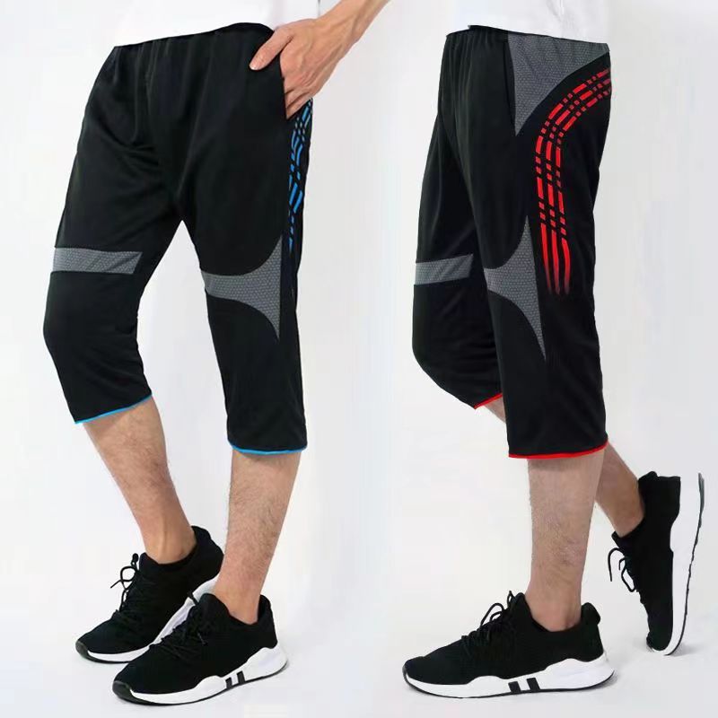 3/4 New Sporting Pants Men Elastic Breathable Football Running Training 3/4 Pants Gyms Jogging Pants Quick-drying Men Pants