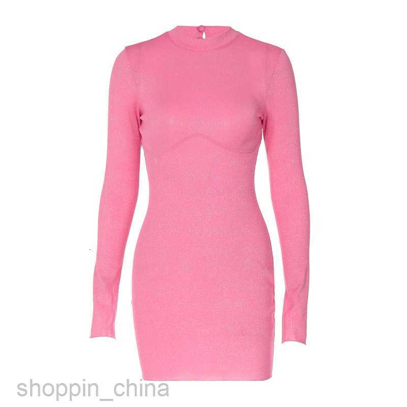 Basic Casual Dresses New solid color fashionable shiny silk long sleeved sexy backless slim fitting street style versatile dress for women Women Shirt