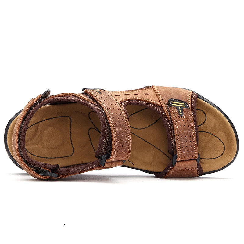 men sandals summer shoes genuine leather sandals beach shoes men cow leather sandals good quality plus size 38-48 240612
