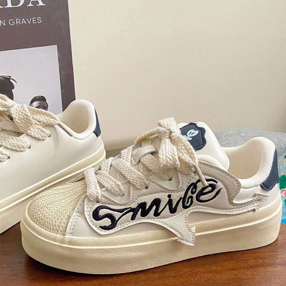 Letter Embroidery Shell Head Small White Shoes Women's Summer New Style 2024 Casual All-match Student Thick-soled Sneakers Trend b5048