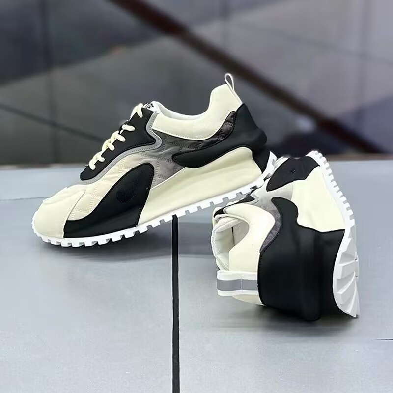 Casual Sneakers Men Fashion Mixed Colors Microfiber Leather Mesh Breathable Increased Internal Cover Bottom Platform Board Shoes 3097 0766