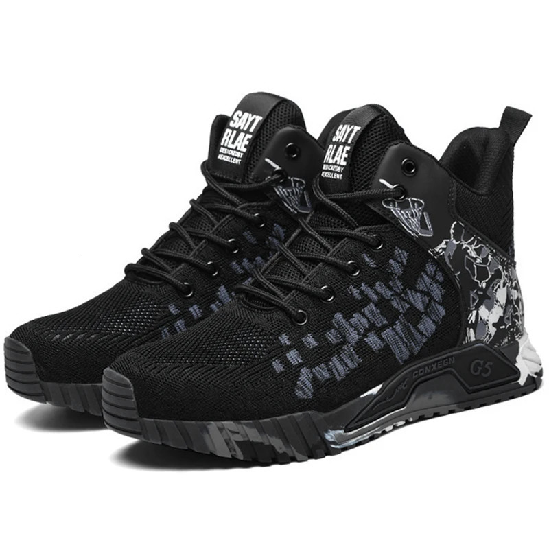 High Top Safety Shoes For Mens Work Safety Boots Anti Impact And Anti Puncture Work Sports Shoes Not Wasily Damaged Work Boots 240612