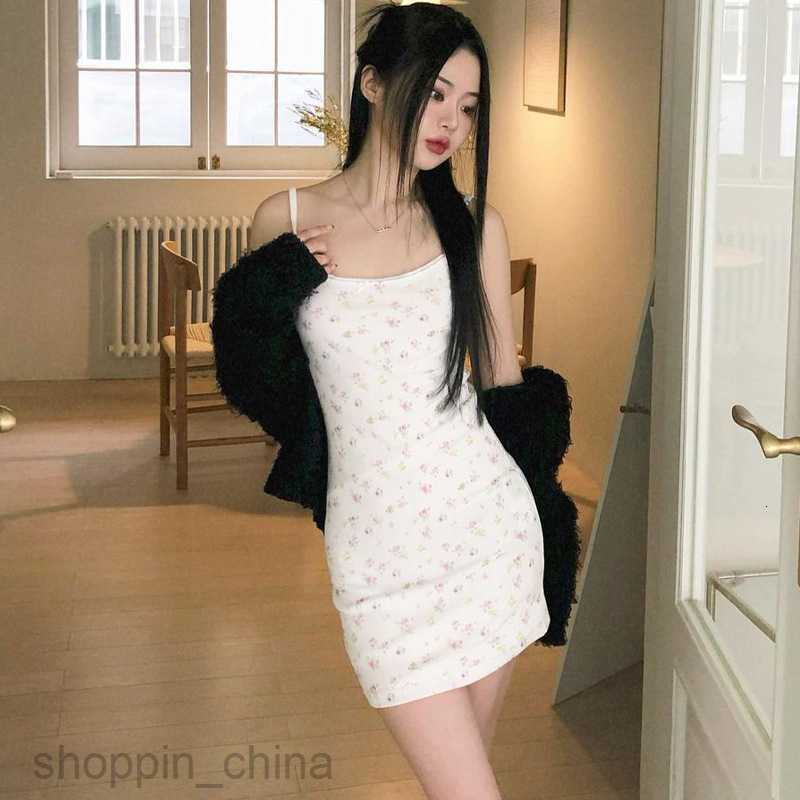 Basic Casual Dresses floral dress fresh sweet slimming versatile street style suspender short skirt