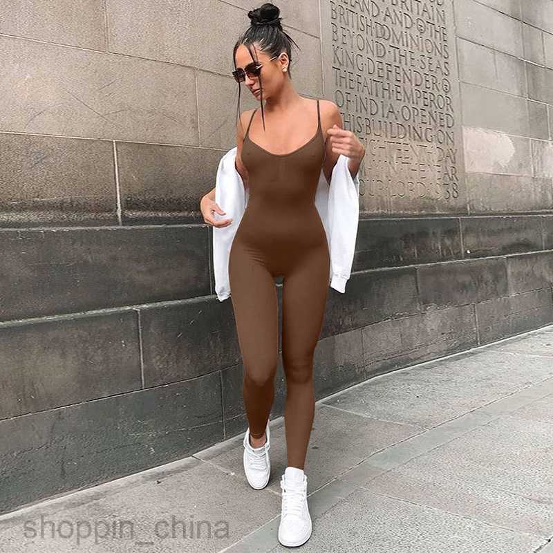 Women's Jumpsuits Rompers Top spring women's new fashionable solid color yoga exercise jumpsuit for women