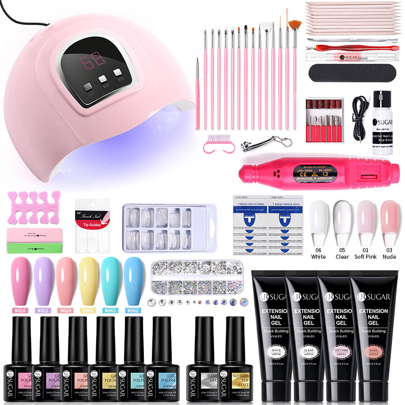 UR SUGAR 29PCS Set Nail Tool Kit Semi Permanent Soak Off UV/LED Gel Varnish Nail Art Manicure Base Matte Top Coat Vernish