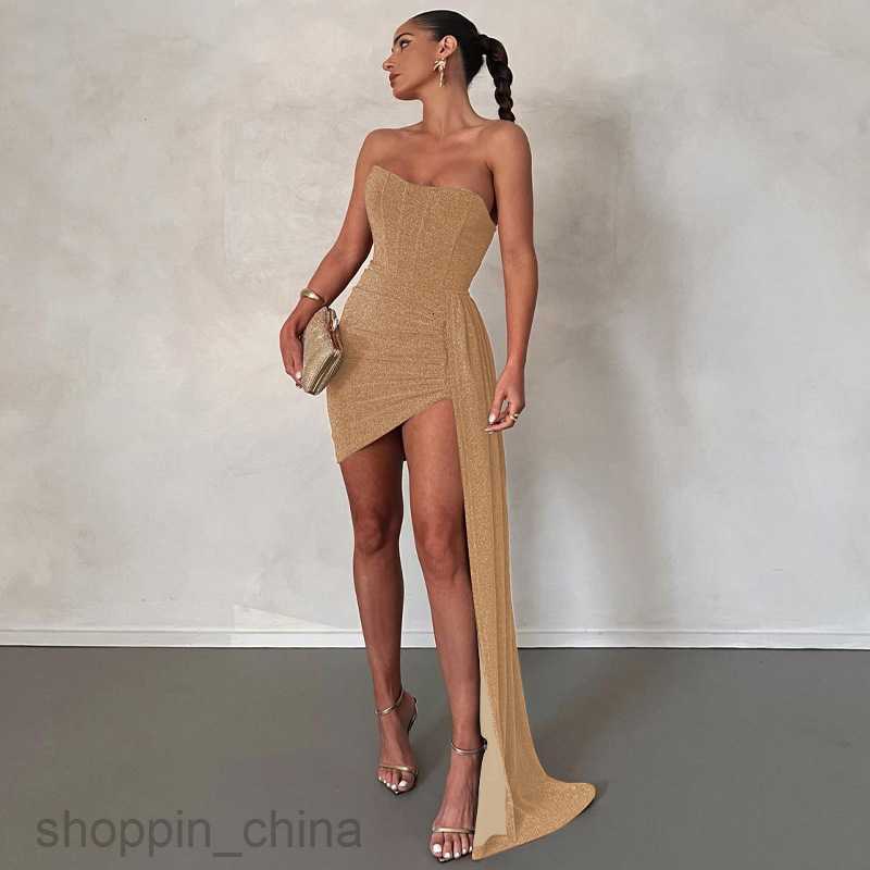 Basic Casual Women Dresses Feng Spring Women's New Combination Lace up Sexy Wrapped Chest Short Skirt Wrapped Hip Dress