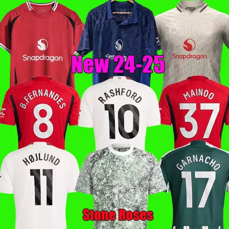 MOUNT MAINOO 24 25 soccer jerseys B. FERNANDES GARNACHO HOJLUND 2024 2025 CASEMIRO AMRABAT Stone Roses football kit shirt men kids sets socks uniform