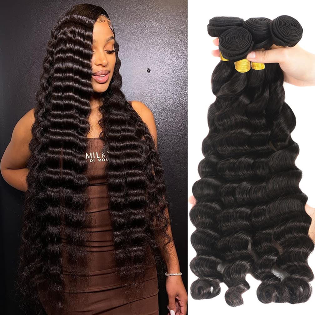 Bella Hair Human Hair Dyeable Bleachable 9A Bundles Peruvian Weave Extensions Natural Black Color Double Weft 3-4PCS Body Wave