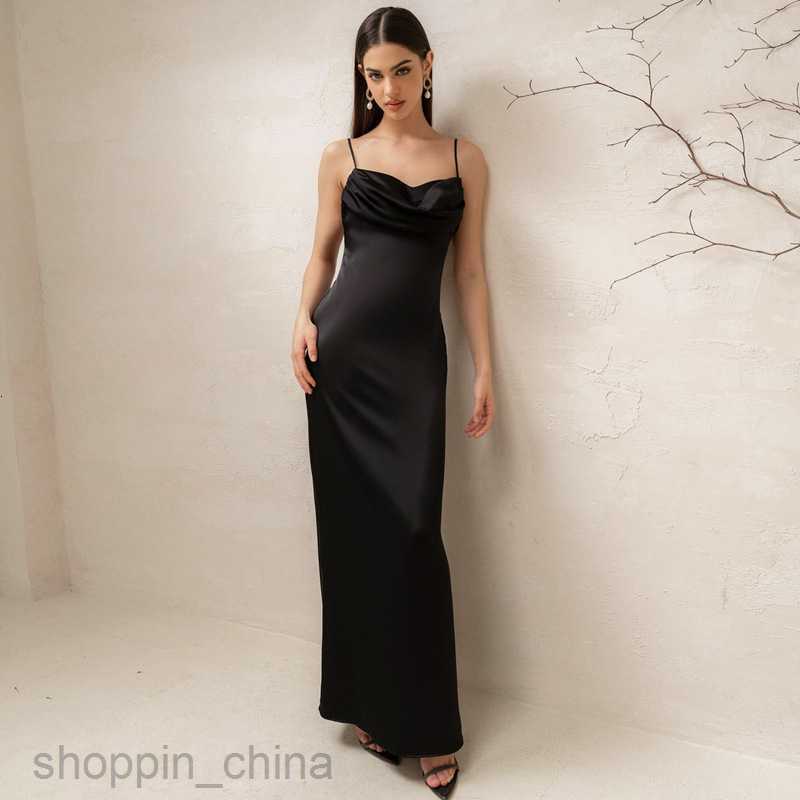 Basic Casual Women Dresses Summer Women's Wear New Solid Color Satin Sexy Open Back Suspended Dress