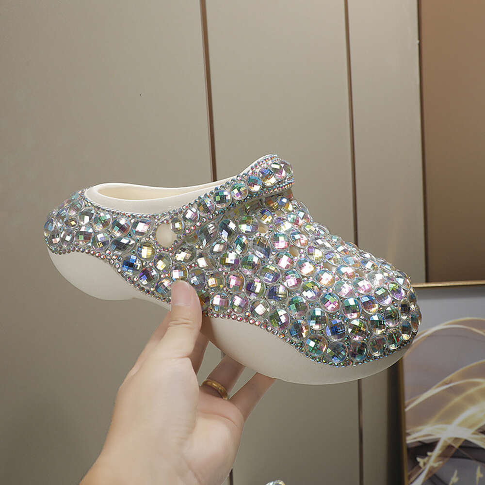 All-Match Personality Fashion Diamond-Studded Thick-Soled Shoes Heightened Shiny Comfortable Women Sandals