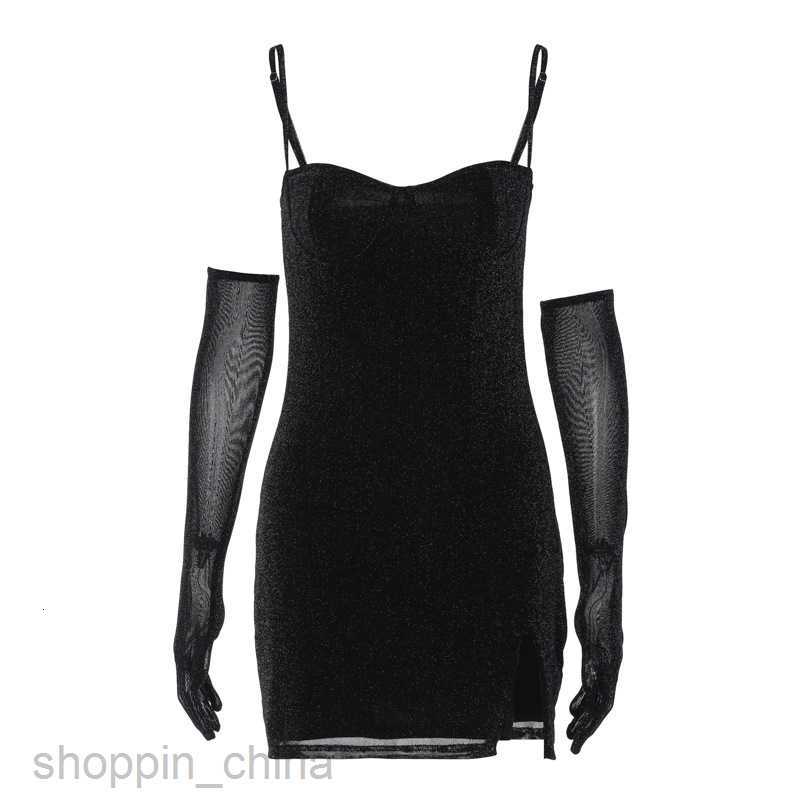 Basic Casual Dresses Summer Season New Women's Brilliant Silk Long sleeved Sexy suspender Short Skirt Elegant Slim Fit Dress