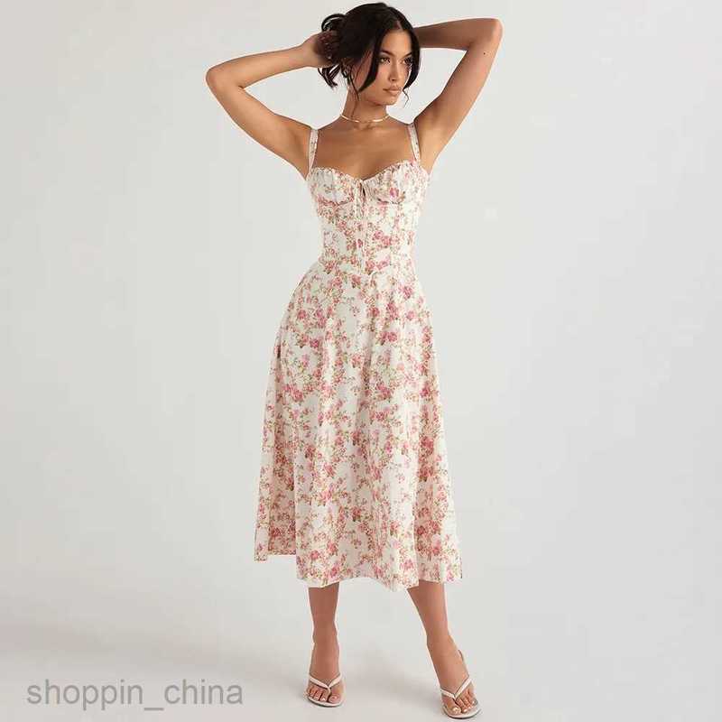 Designer Womens Dress Luxury Bohemia Casual Fashion Brief Floral Skirt Cutout Halter Dress Summer Sexy Party Evening S02