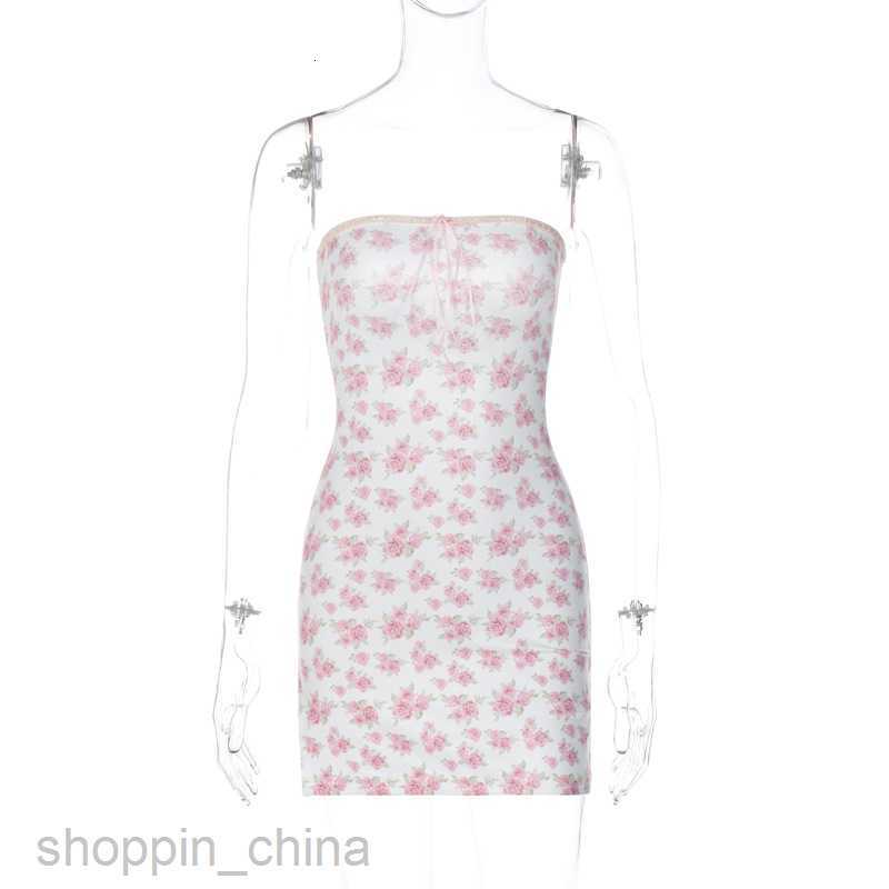 Basic Casual Women Dresses Women's Fresh and Sweet Style New Sexy Chest Wrap, Hip Tie Back Versatile Fragmented Flower Dress