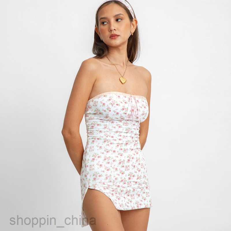 Basic Casual Women Dresses Women's Fresh and Sweet Style New Sexy Chest Wrap, Hip Tie Back Versatile Fragmented Flower Dress